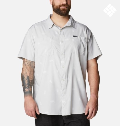 Men's Columbia Utilizer Printed Woven Short Sleeve Shirts Light Grey | Plus Size CA-VA513